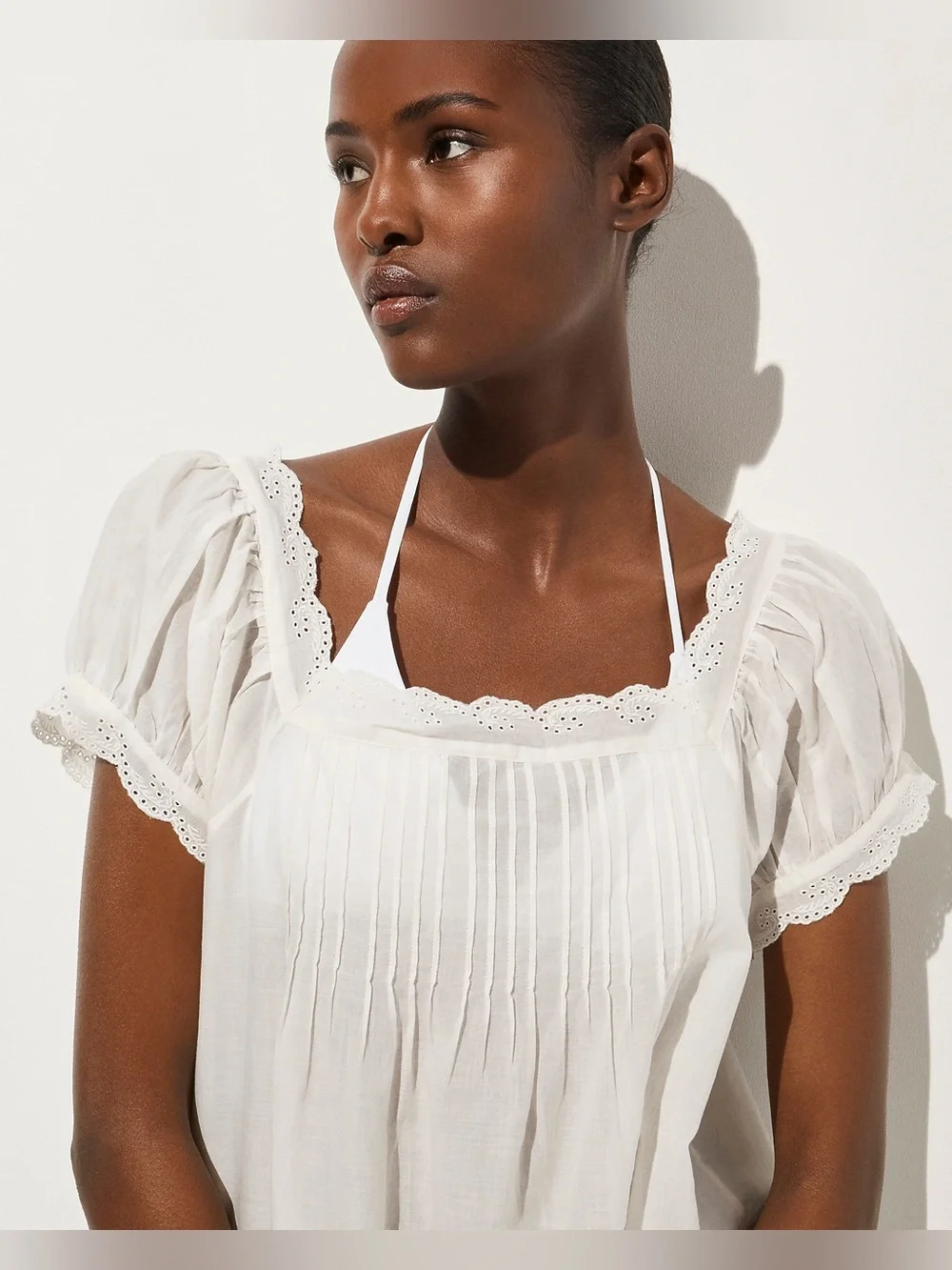 Jcrew Cotton voile scallop-trim babydoll dress